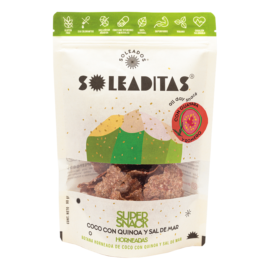 Chips de Quinoa con Coco, Guayaba, Romero y Sal de Mar