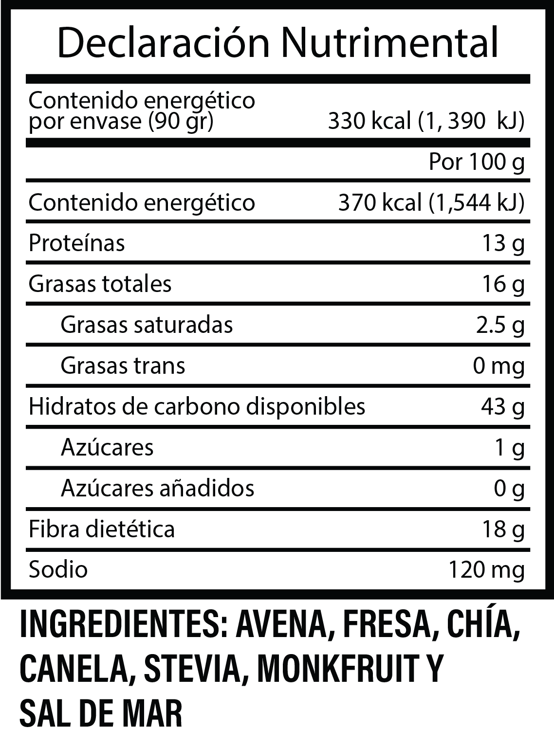 Chip tipo galleta de Avena con Fresa Natural y Chía
