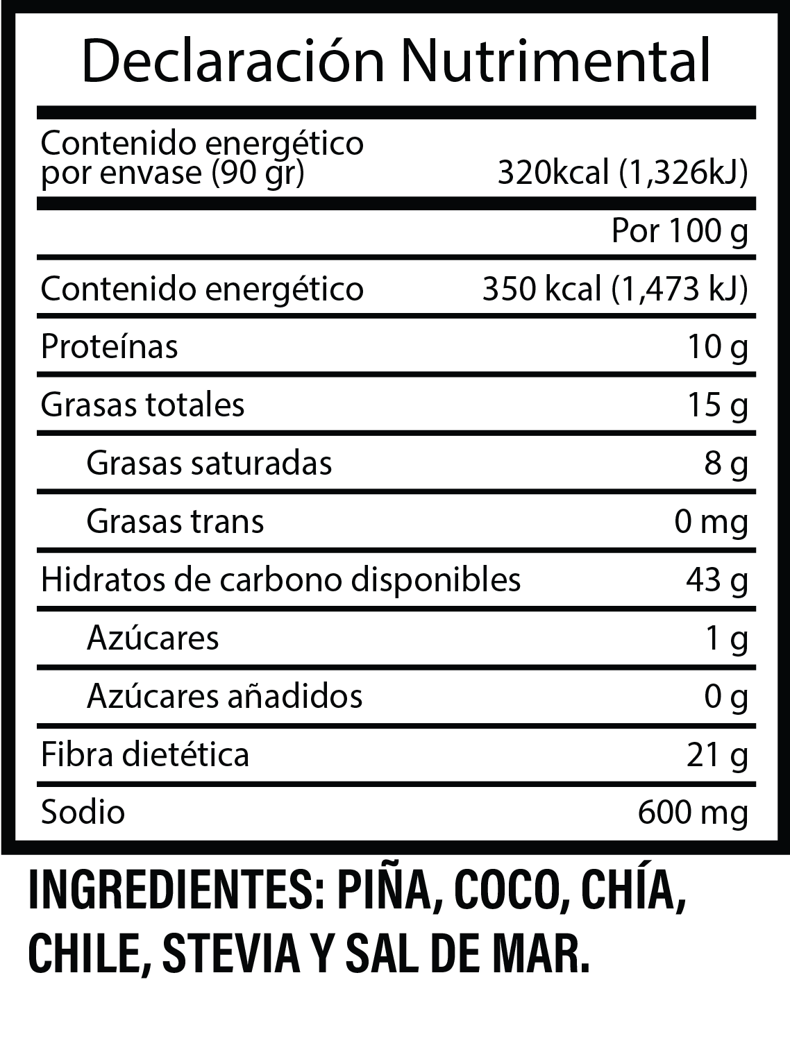 Chips de Piña con Coco, Chía y Chilito